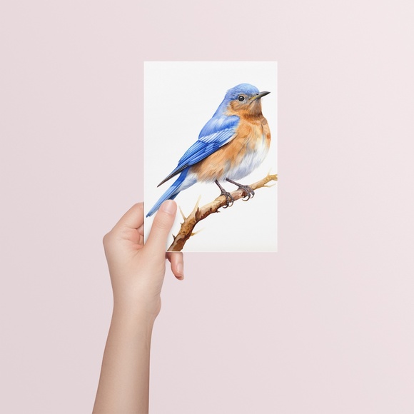 Watercolor Eastern Bluebird Wall Art Illustration Print Poster Unframed - Picture 5 of 5